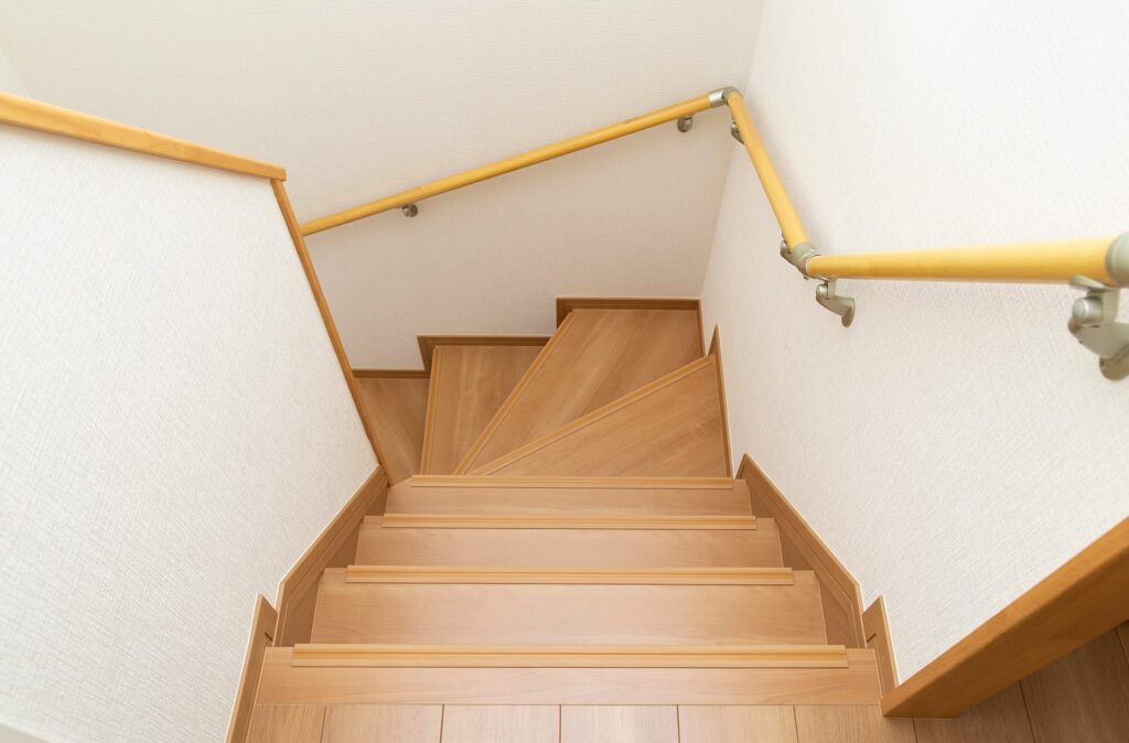 refinished wooden stairs