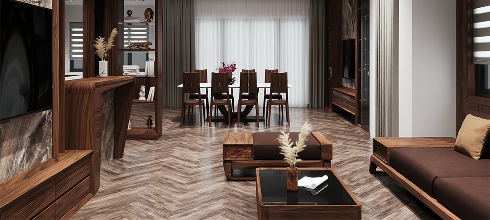 herringbone or chevron openspace floor pattern