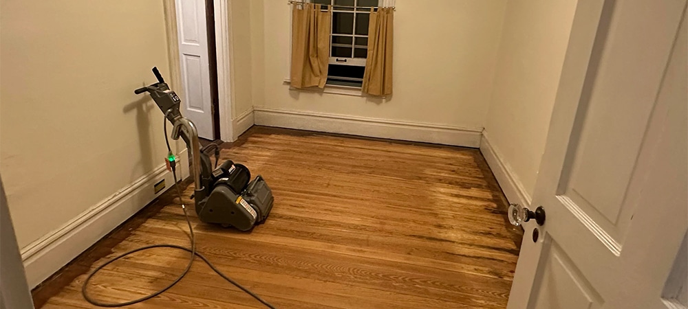 resurfacing wood floor area after moving rag