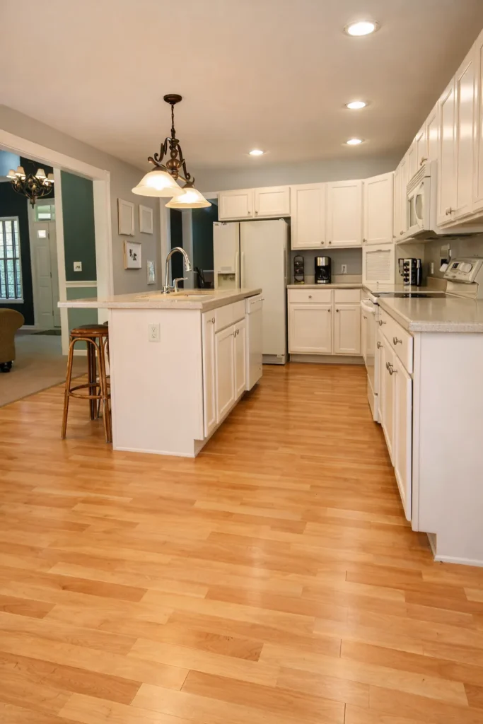 maple hardwood floor in kitchen