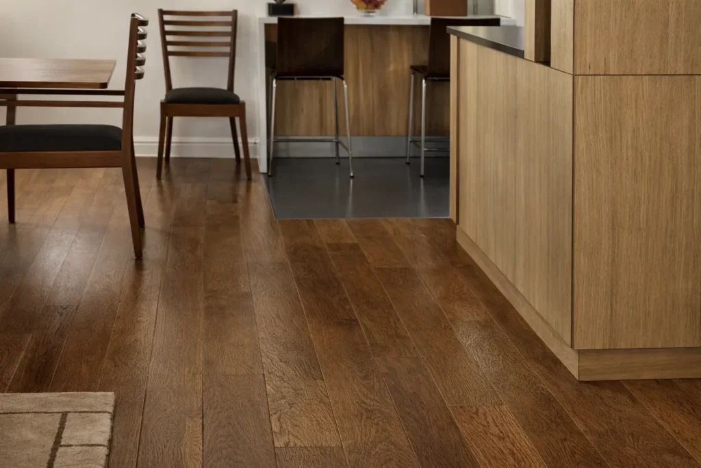 Actual installation of wide plank Red  oak engineered hardwood by LV Flooring in a Toronto residence