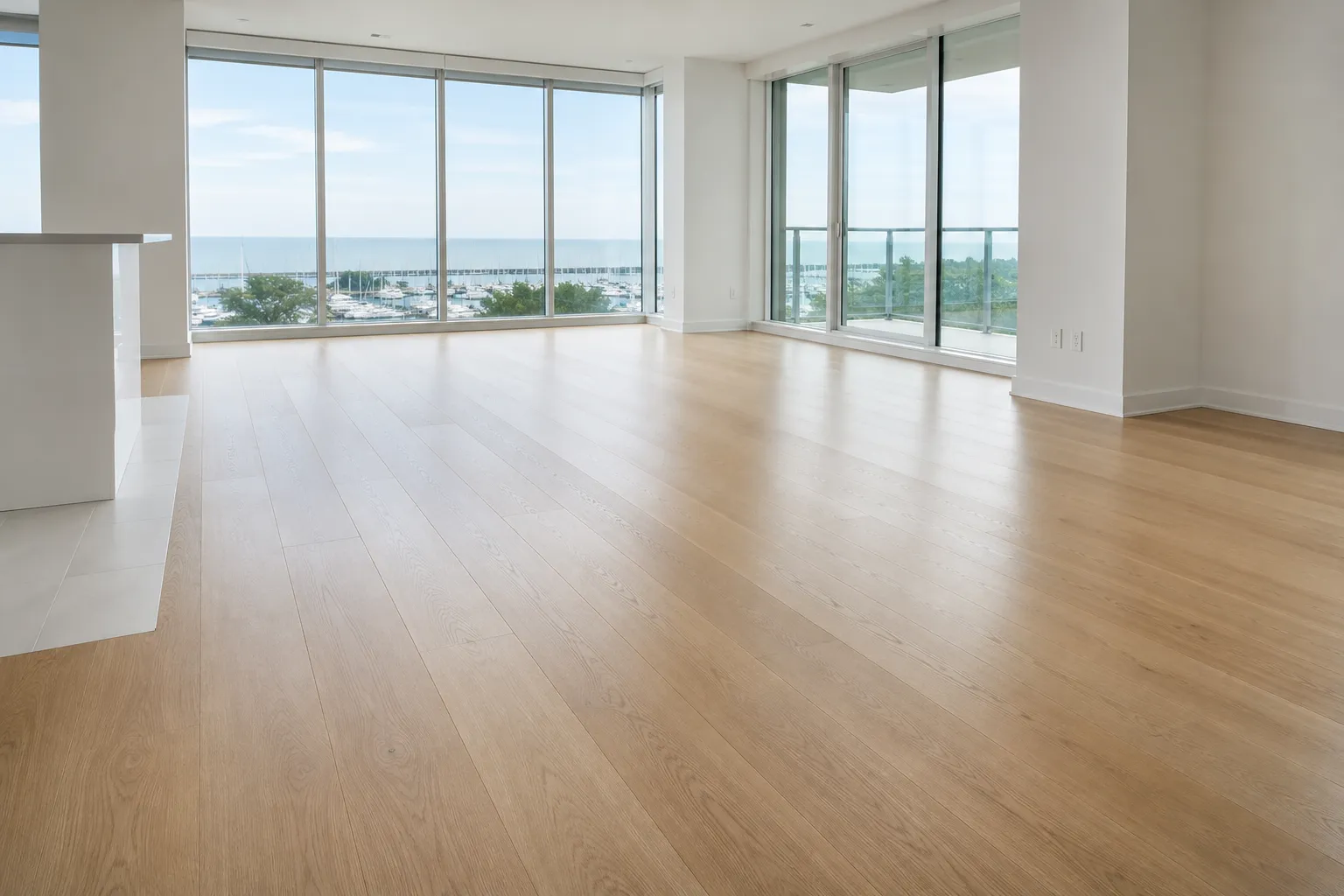 Engineered hardwood installation in a Port Credit condo, Mississauga