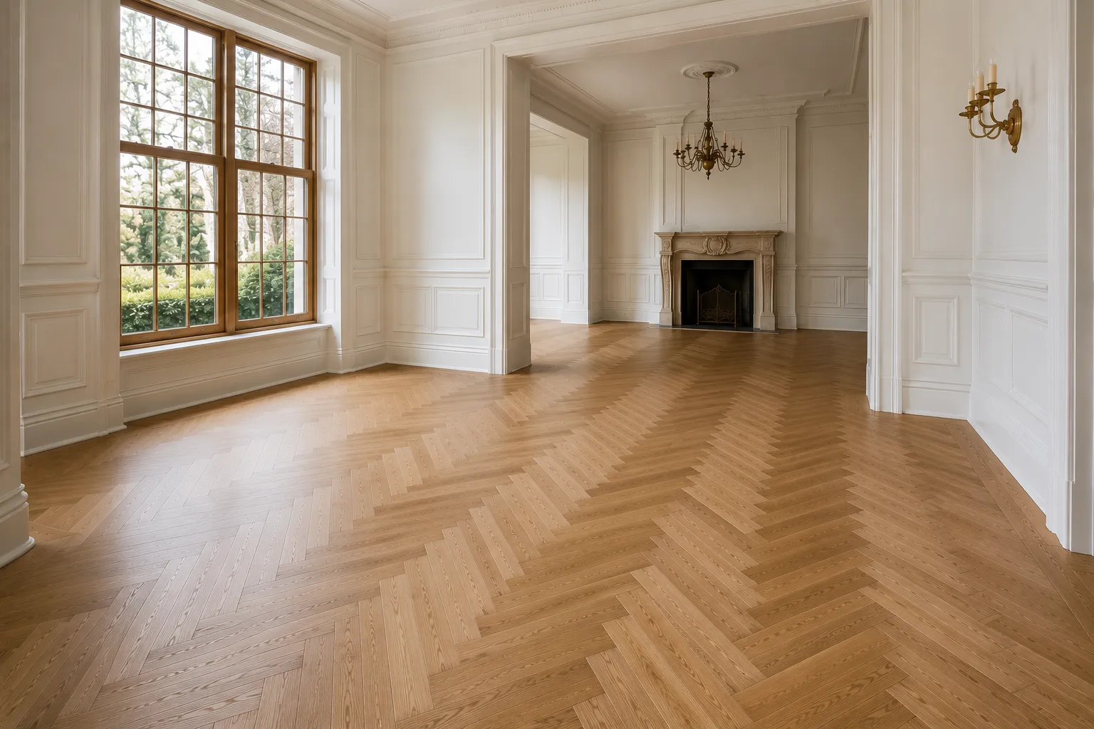 European oak herringbone installation in Old Oakville, Oakville