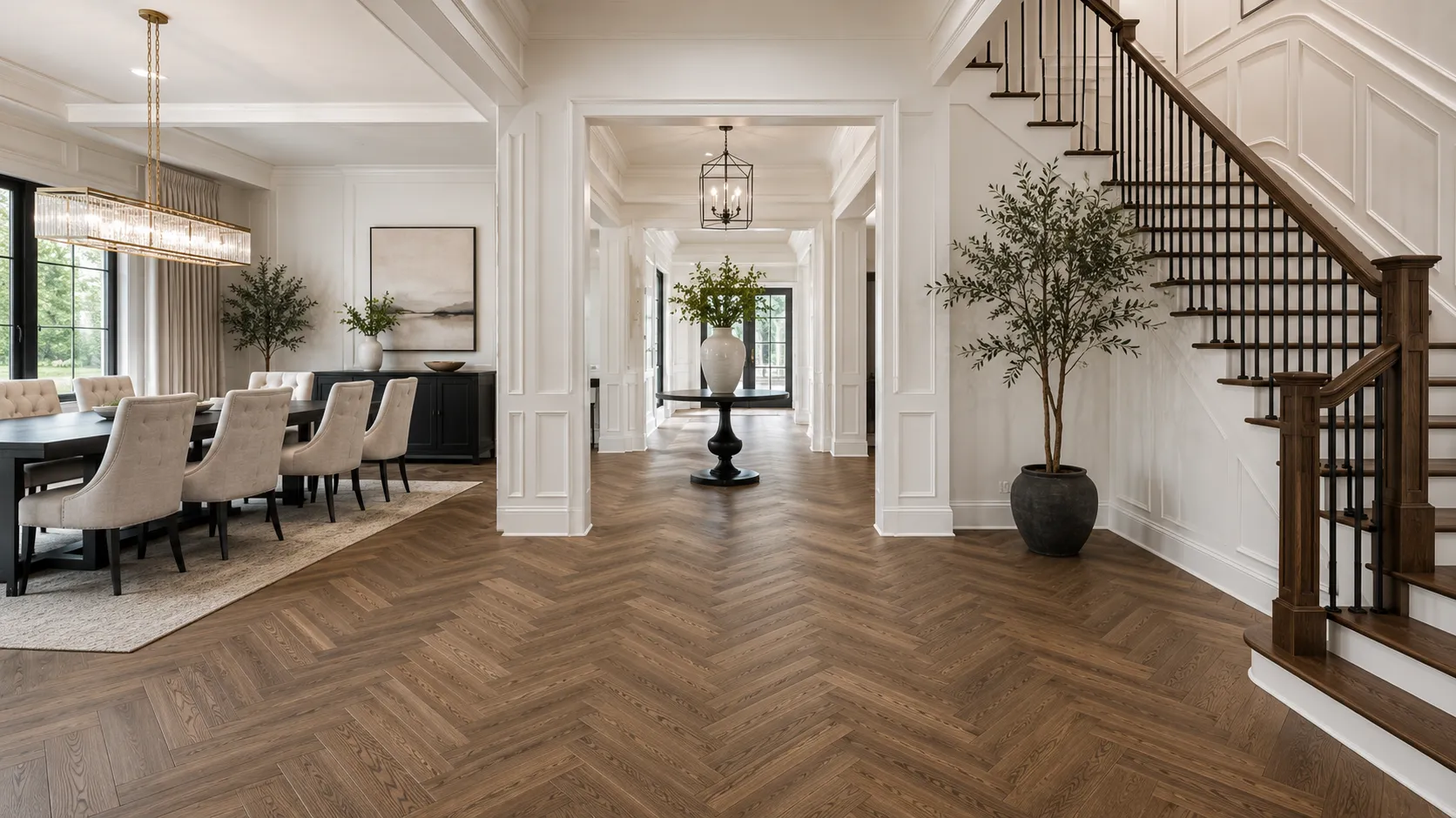 Premium herringbone hardwood flooring in Kleinburg, Vaughan