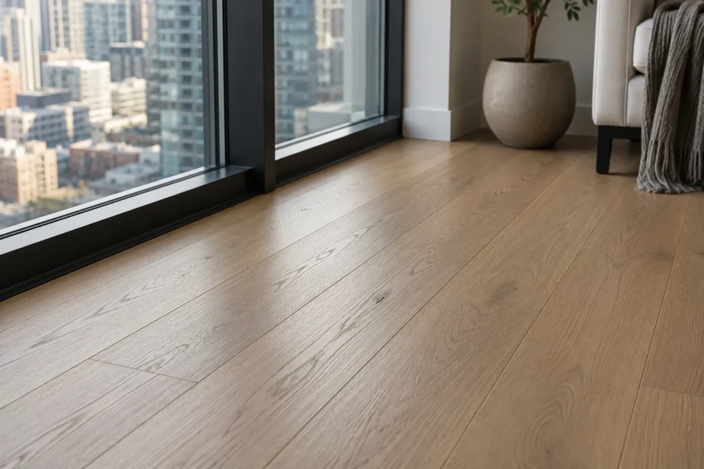Finished wide-plank engineered oak in a North York condo