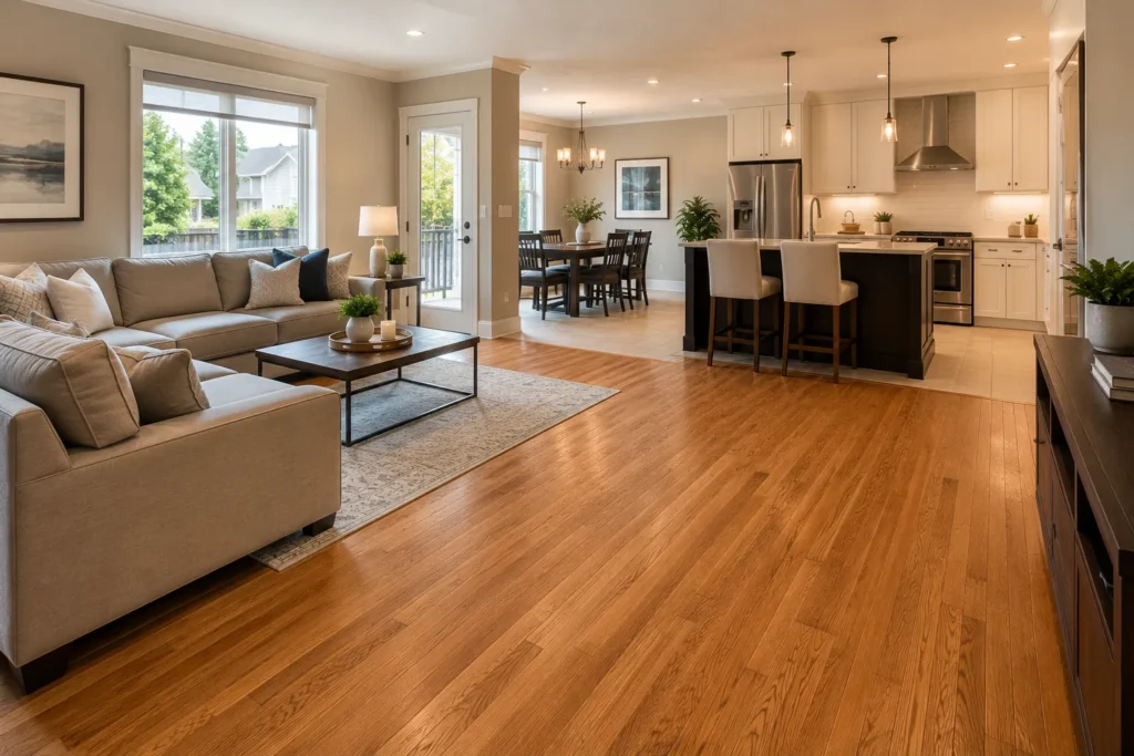 Hardwood flooring in an open-concept GTA living space